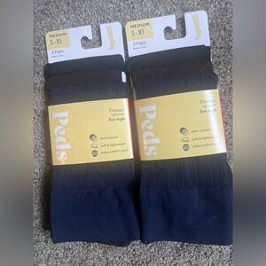 Peds 2 Pks 6 Pair Knee High Trouser Socks Size Med. Semi Opaque 3 Colors New